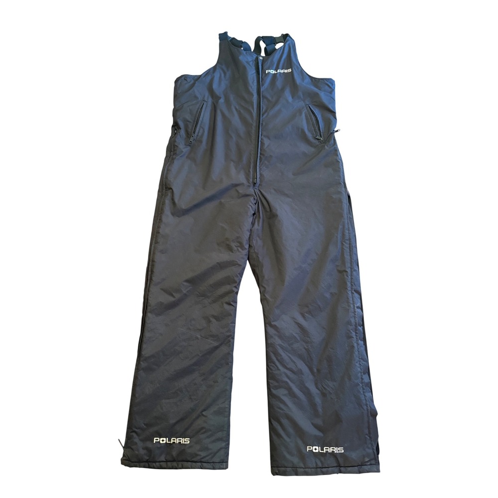Vintage Polaris Mens XL Snow Bibs Black Insulated Snowmobile Ski Pants Made USA